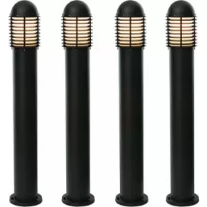 Loops - 4 pack Outdoor IP44 Bollard Light Matt Black 1000mm Lamp Post Garden Driveway