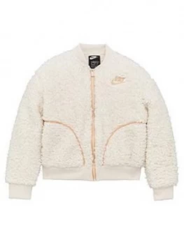 Nike Girls Nsw Sherpa Shine Full Zip Bomber Jacket - Multi