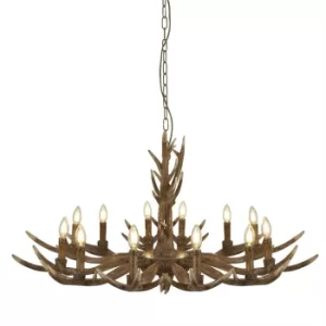 Stag 12 Light Pendant Brown, E14