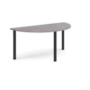 Semi circular Black radial leg meeting table 1600mm x 800mm - grey oak