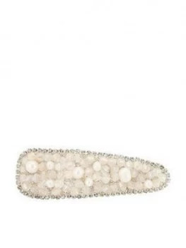 Accessorize Freshwater Pearl Bling Snap Clip - Pearl