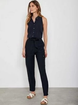 Mint Velvet Mint Velvet Navy Belted Utility Trousers, Dark Blue, Size 12, Women