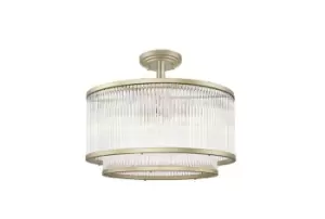 Antigua 5 Light Semi Flush Ceiling Light Gold Crystal