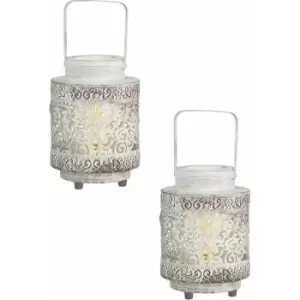 2 pack Table Lamp Desk Light Black Patina Steel Lantern Shade 1x 60W E27