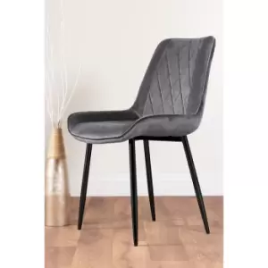 Pesaro Grey Velvet Black Leg Luxury Dining Chairs (Set of 2) - Black