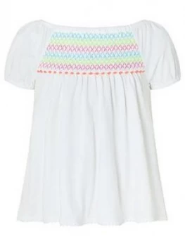 Monsoon Girls S.E.W. Peri Pom Pom Top - Ivory, Size Age: 5-6 Years, Women