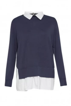 French Connection Fresh Jersey Pleated Back Jumper Blue