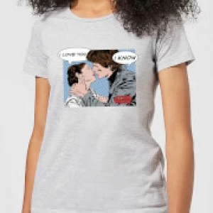 Star Wars Leia Han Solo Love Womens T-Shirt - Grey - M