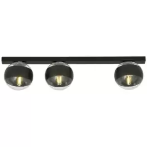 Emibig Fit Black Globe Ceiling Light with Clear,Black Glass Shades, 3x E14