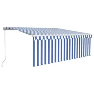 Vidaxl Manual Retractable Awning With Blind&led 4.5X3M Blue & White