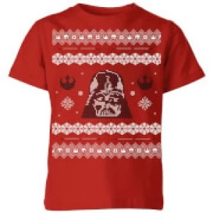 Star Wars Darth Vader Knit Kids Christmas T-Shirt - Red - 7-8 Years