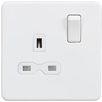 KnightsBridge Screwless 13A 1G DP switched socket - Matt white with white insert