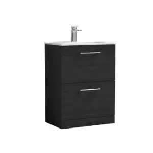 Nuie Arno 600mm Floor Standing 2 Drawer Vanity & Minimalist Basin Charcoal Black