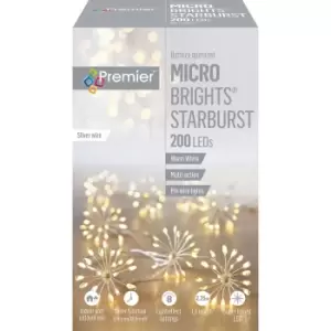 Premier Decorations 200 Multi Action Starburst Stringlight W-10 Starbursts -ww LED-timer