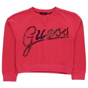 Guess Sequin Crop Sweatshirt - GRA - Fushia