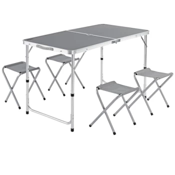 Garden Camping Table and Chairs Set - Folding and Space-saving Grey