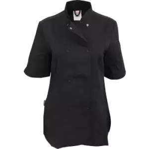 Dennys Womens/Ladies Short Sleeve Fitted Chef Jacket (S) (Black) - Black