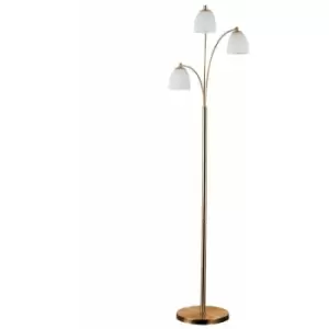 Minisun - 3 Way Copper Floor Lamp Frosted Glass Shades - No Bulbs