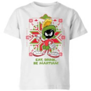 Looney Tunes Eat Drink Be Martian Kids Christmas T-Shirt - White - 3-4 Years