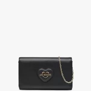 Love Moschino Womens Flapover Black Chain Strap Shoulder Bag In Black