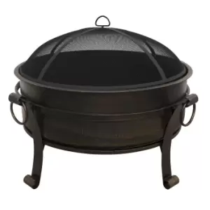 Dellonda 30" Deluxe 2-in-1 Outdoor Fire Pit & Table Antique Bronze Effect DG42