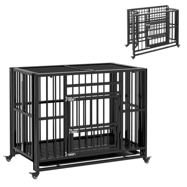 PawHut 37'' Foldable Heavy Duty Dog Crate