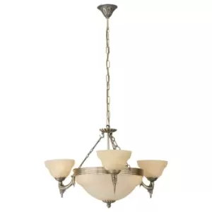 Pendant Light Colour Bronzed Shade Champagne Glass Alabaster Bulb E14 6x60W