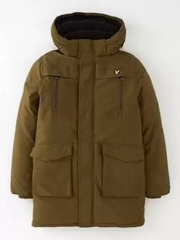 Lyle & Scott Boys Parka Coat - Dark Olive, Dark Olive, Size Age: 10-11 Years