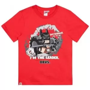 Lego Movie 2 Boys Batman IA'm The Leader Obvs T-Shirt (5-6 Years) (Red)