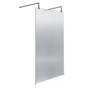 Hudson Reed 1000mm Fluted Wetroom Screen With Arms & Feet - Matt Black