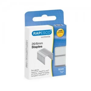 Rapesco 26/6mm Galvanised staples Retail Pack PK2000