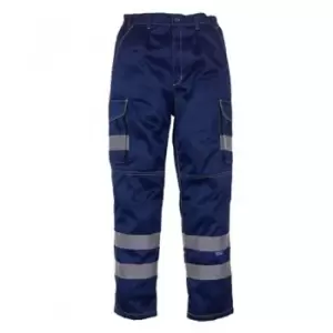 Yoko Mens Hi-Vis Cargo Trousers With Knee Pad Pockets (38in Reg) (Navy) - Navy