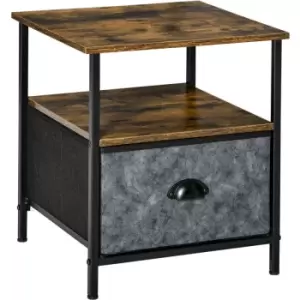 Side Table Vintage Nightstand Coffee Table w/ Drawer for Living Room - Homcom