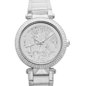 Parker Quartz Silver Crystal Pave Dial Ladies Watch