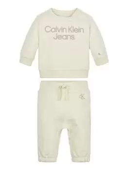 Calvin Klein Jeans Baby Inst. Logo Fleece Giftpack - Whitecap Gray, Off White, Size Age: 3 Months