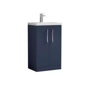 Nuie Arno Compact 500mm Floor Standing 2 Door Vanity & Polymarble Basin - Electric Blue