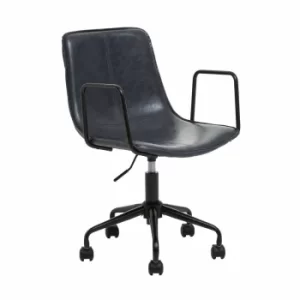 Interiors by PH Leather Effect Office Chair with Arms, Grey