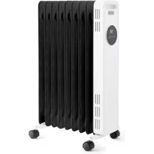 Black+decker - Black + Decker BXRA43013GB Oil Filled Radiator with Remote Control, LED Display, 3 heat settings and 2kw Power in Black & White