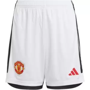 adidas Manchester United Home Shorts 2023 2024 Juniors - White