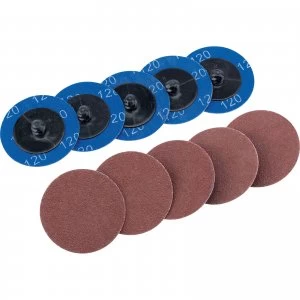 Draper 50mm Diameter Aluminium Oxide Sanding Disc 50mm 120g Pack of 10