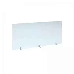 Free standing acrylic 700mm high screen with white metal feet 1600mm