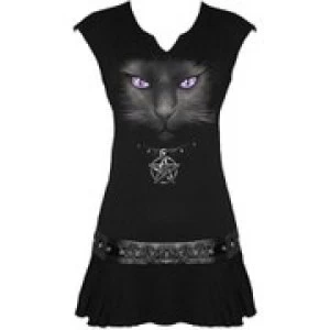 Spiral Womens BLACK CAT Stud Waist Mini Dress - Black