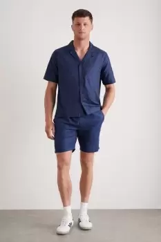 Navy Linen Shorts