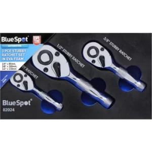 Blue Spot Tools 3 PCE Stubby Ratchet Set In EVA Foam (1/4", 3/8", 1/2")