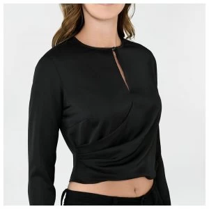 Firetrap Blackseal Satin Drape Top - Black