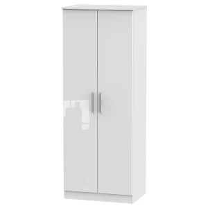 Robert Dyas Fourisse Ready Assembled Tall 2-Door Wardrobe -White