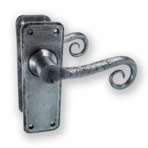 LocksOnline Chester Pewter Hand-forged Door Handle Set on Backplate