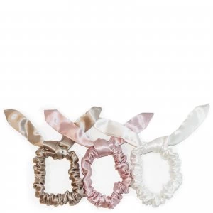 Slip Silk Bunny Scrunchies - Caramel/Pink/White (Pack of 3)