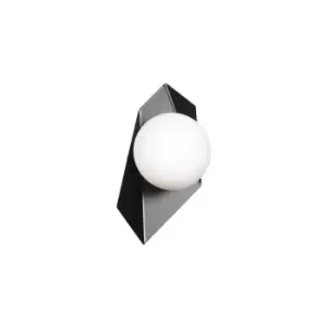 Thord Black Globe Wall Lamp with White Glass Shades, 1x E14