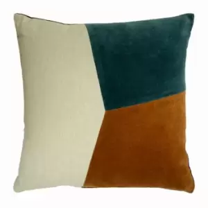 Solomon Colour Block Cushion Pine/Ginger/Plum, Pine/Ginger/Plum / 45 x 45cm / Polyester Filled